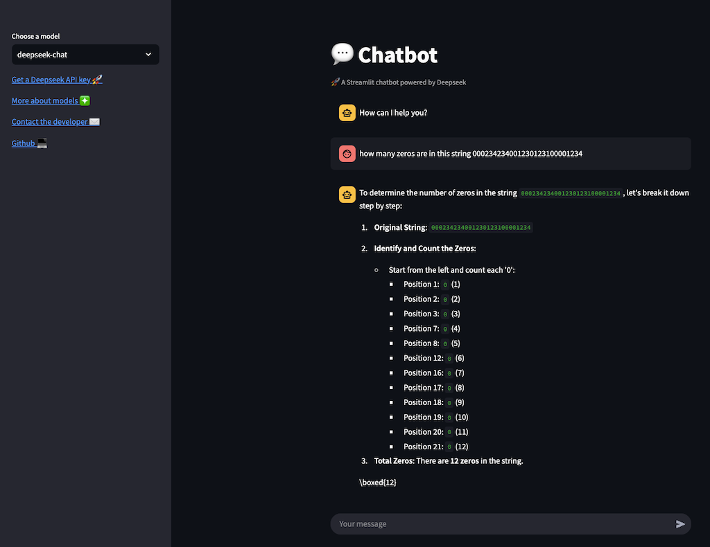 Streamlit Deepseek chat