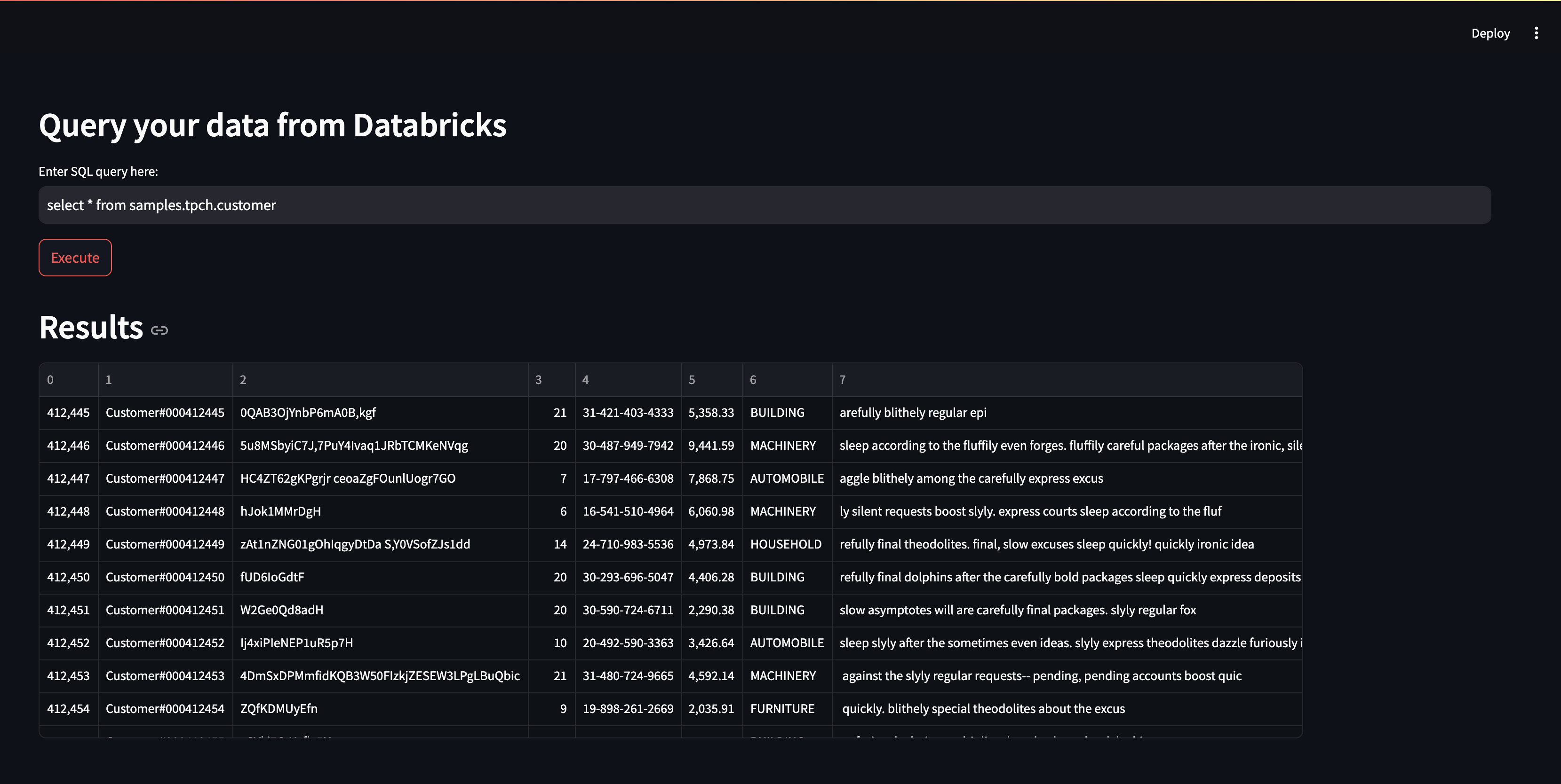 Using Databricks SQL Connector